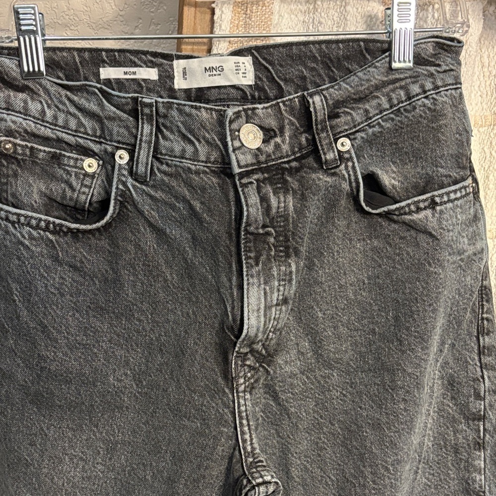 Mango Men's Washed Black Relaxed Jeans